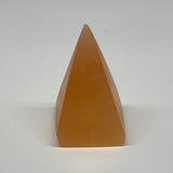 245g, 3.7"x2" Orange Selenite/Satin Spar Pyramid Crystal @Morocco, B24215