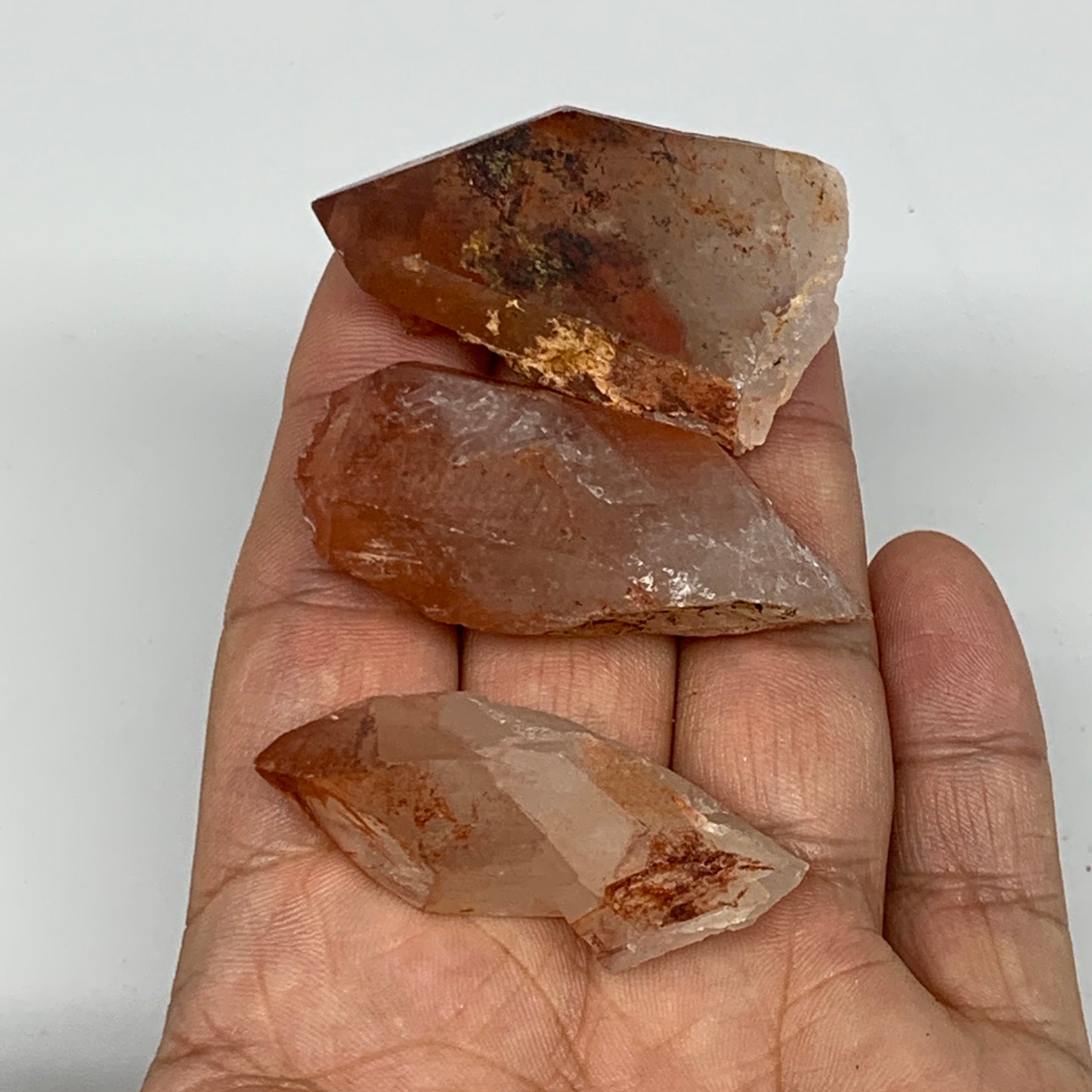 64.2g, 1.8"-2", 3pcs, Natural Red Quartz Crystal Terminated @Morocco, B11373
