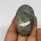 73.8g,2.4"x1.4"x0.9", Labradorite Palm-stone Tumbled Reiki @Madagascar,B16308