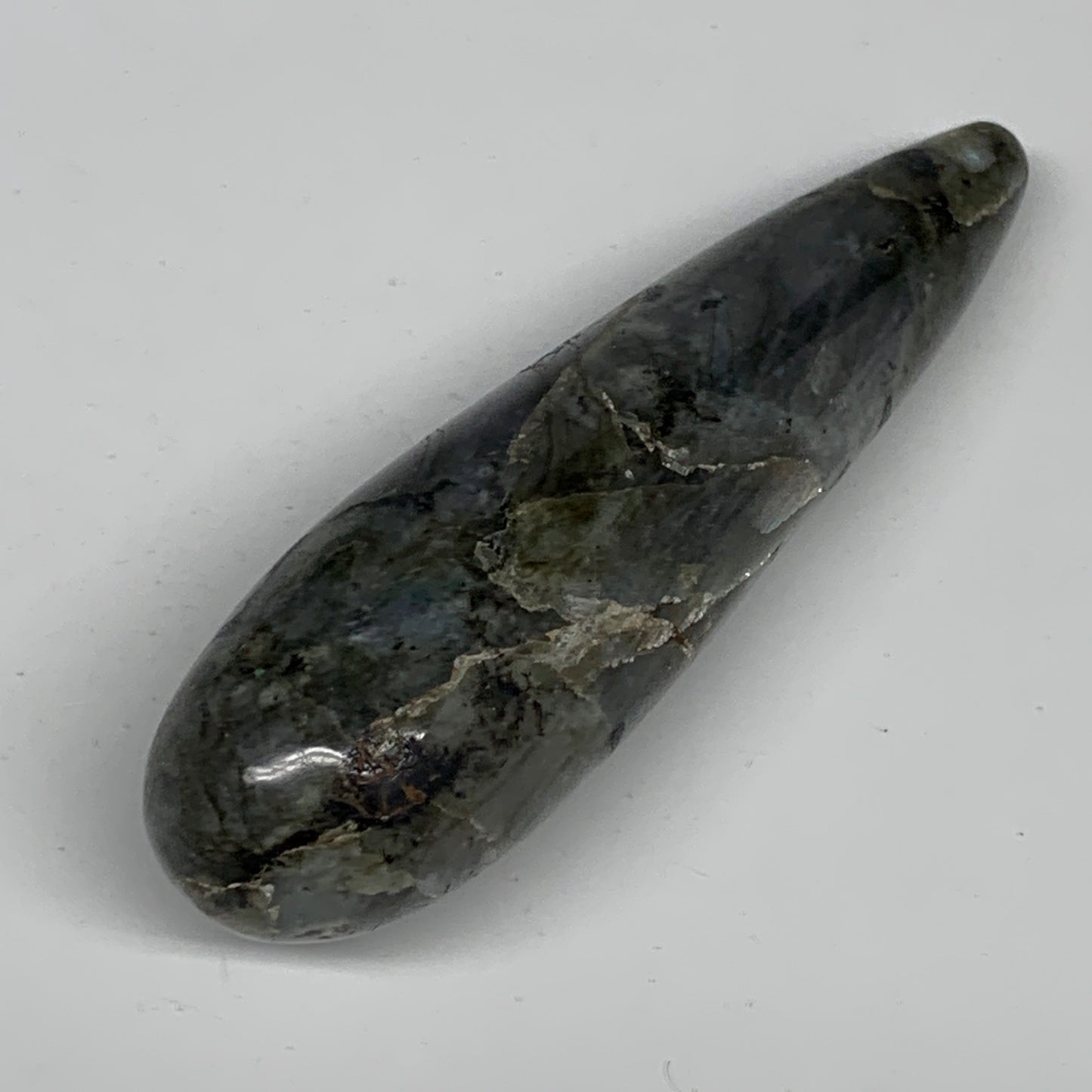 156.6g,4.6"x1.2" Natural Labradorite Wand Stick, Home Decor, Collectible, B5997