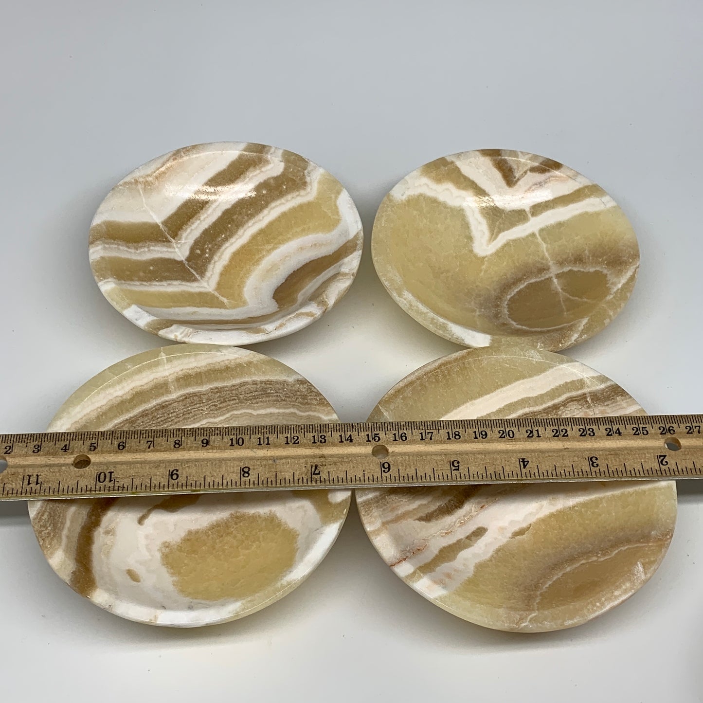 880g, 4pcs set, 4.4"-4.7" Round Onyx Bowl Handmade from Morocco, B8880