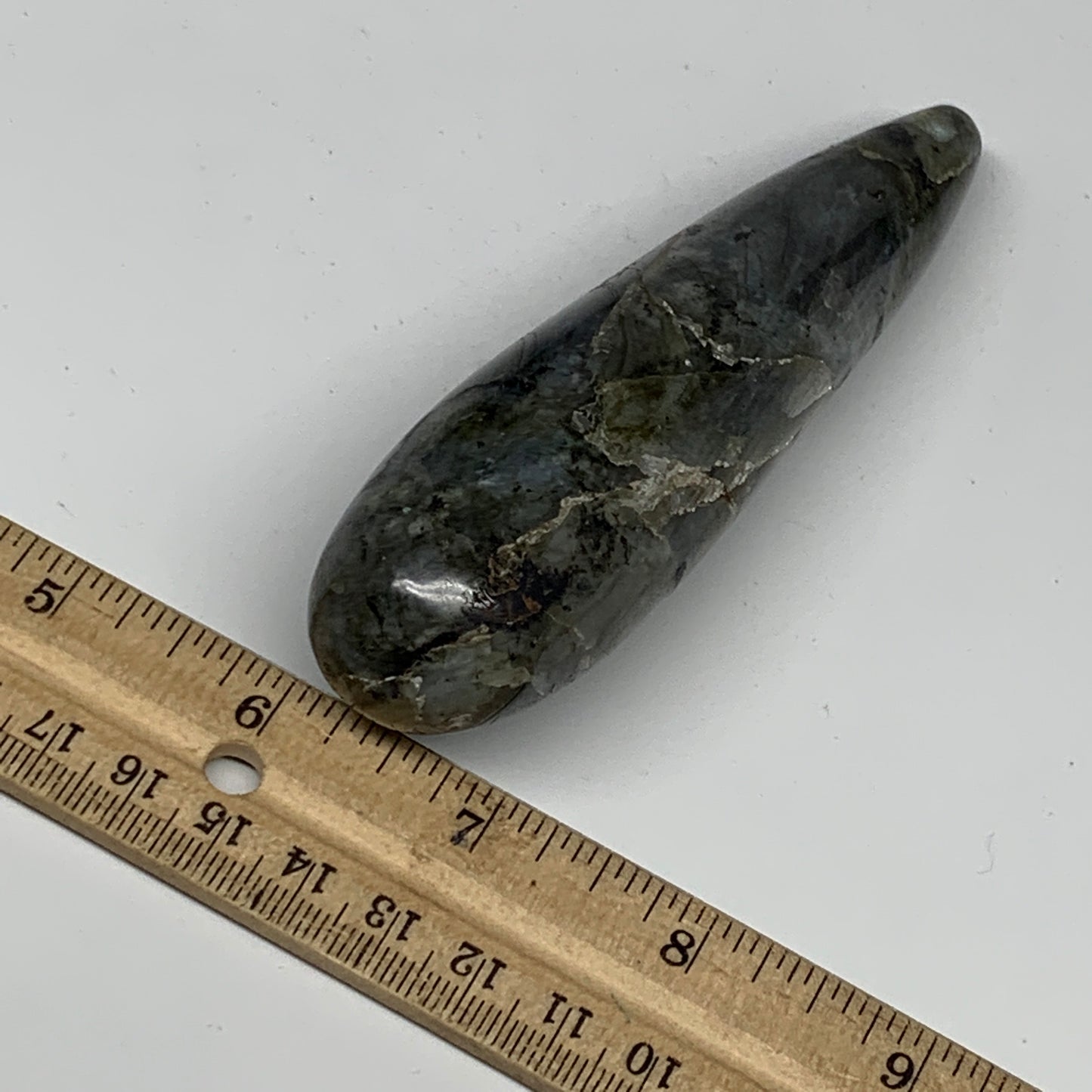 156.6g,4.6"x1.2" Natural Labradorite Wand Stick, Home Decor, Collectible, B5997