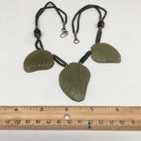 3 Pendants Green Serpentine Beaded Necklace @Afghanistan,18", Handmade, NPH44