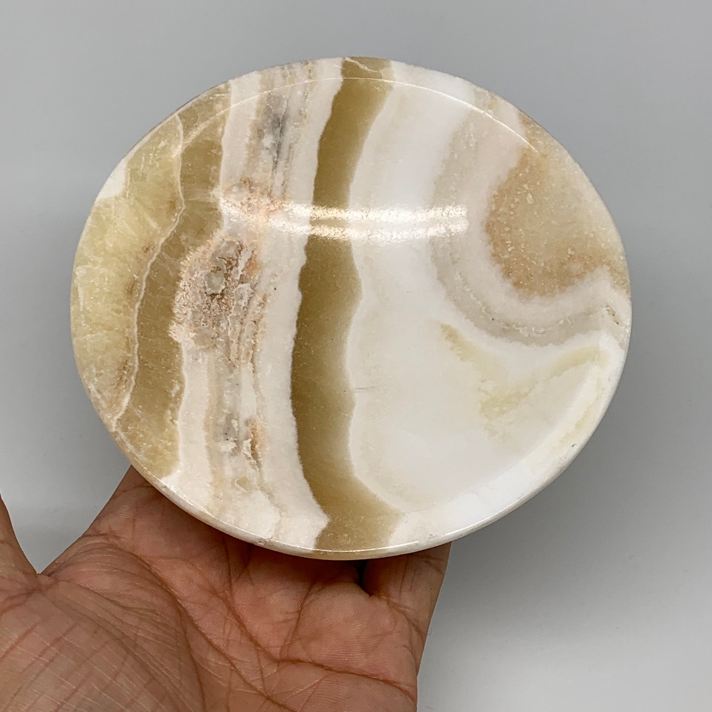 860g, 4pcs set, 4.4"-4.7" Round Onyx Bowl Handmade from Morocco, B8881