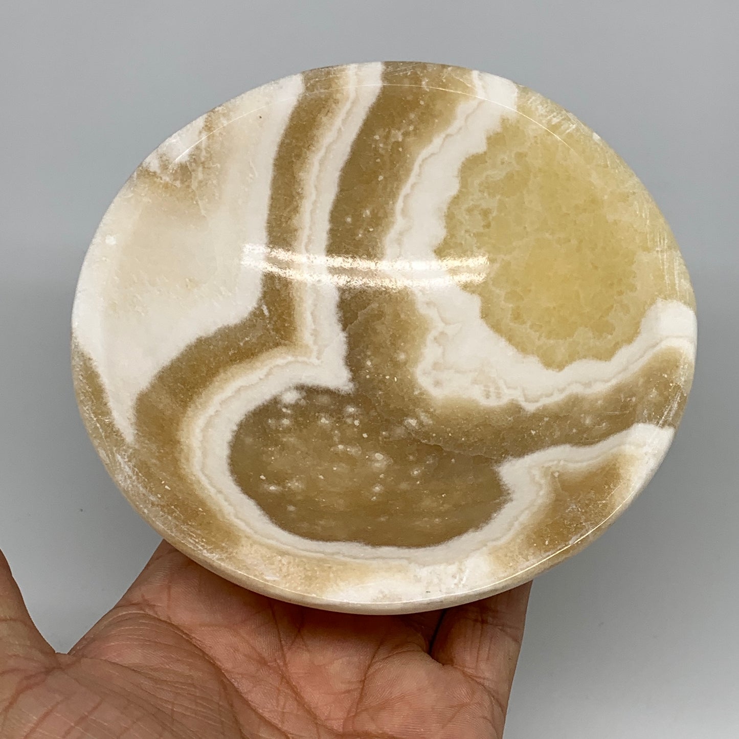 860g, 4pcs set, 4.4"-4.7" Round Onyx Bowl Handmade from Morocco, B8881