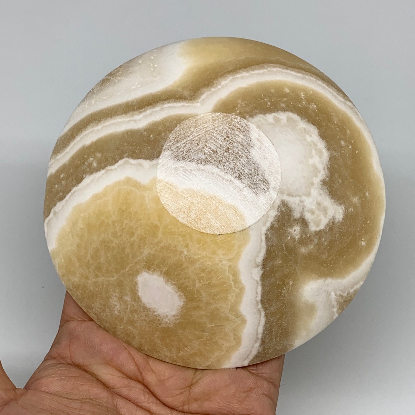 860g, 4pcs set, 4.4"-4.7" Round Onyx Bowl Handmade from Morocco, B8881