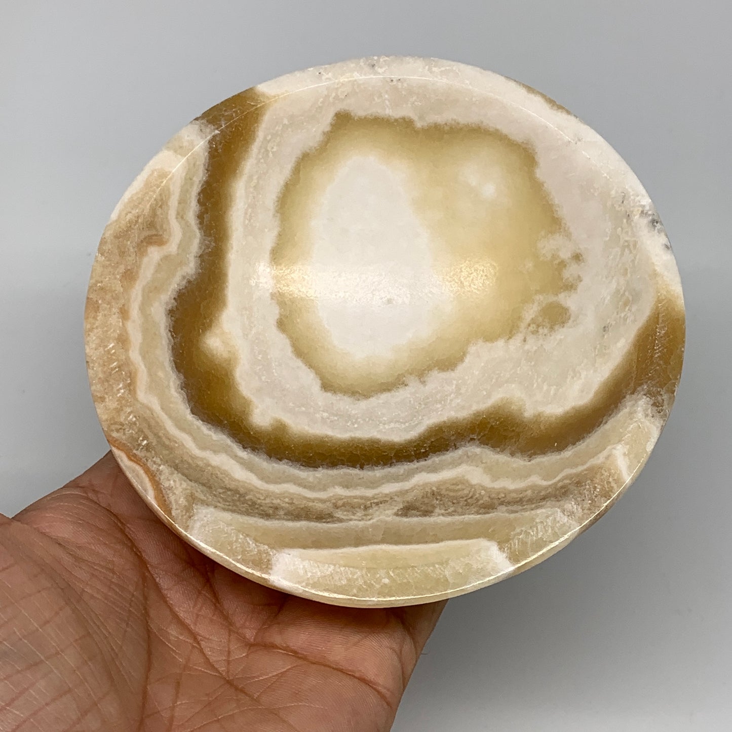 860g, 4pcs set, 4.4"-4.7" Round Onyx Bowl Handmade from Morocco, B8881