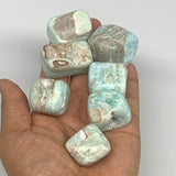 227.1g, 0.9"-1.5", 7pcs, Blue Aragonite Tumbled Stones @Afghanistan, B26666