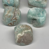 227.1g, 0.9"-1.5", 7pcs, Blue Aragonite Tumbled Stones @Afghanistan, B26666