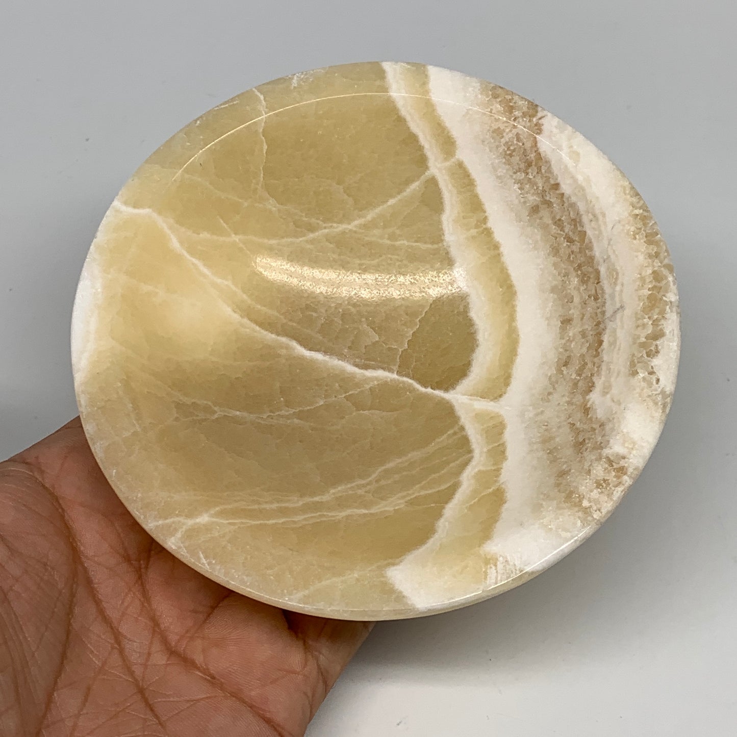 874g, 4pcs set, 4.4"-4.7" Round Onyx Bowl Handmade from Morocco, B8887