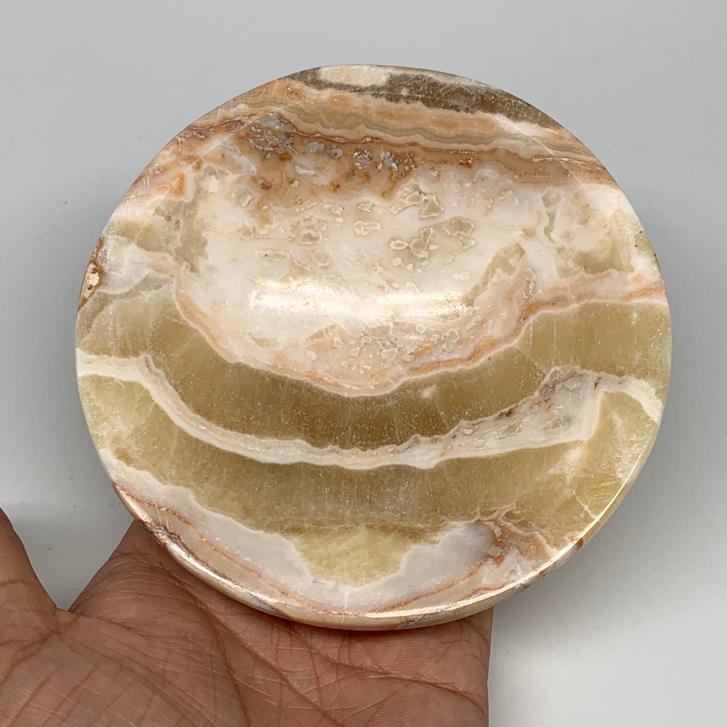 874g, 4pcs set, 4.4"-4.7" Round Onyx Bowl Handmade from Morocco, B8887