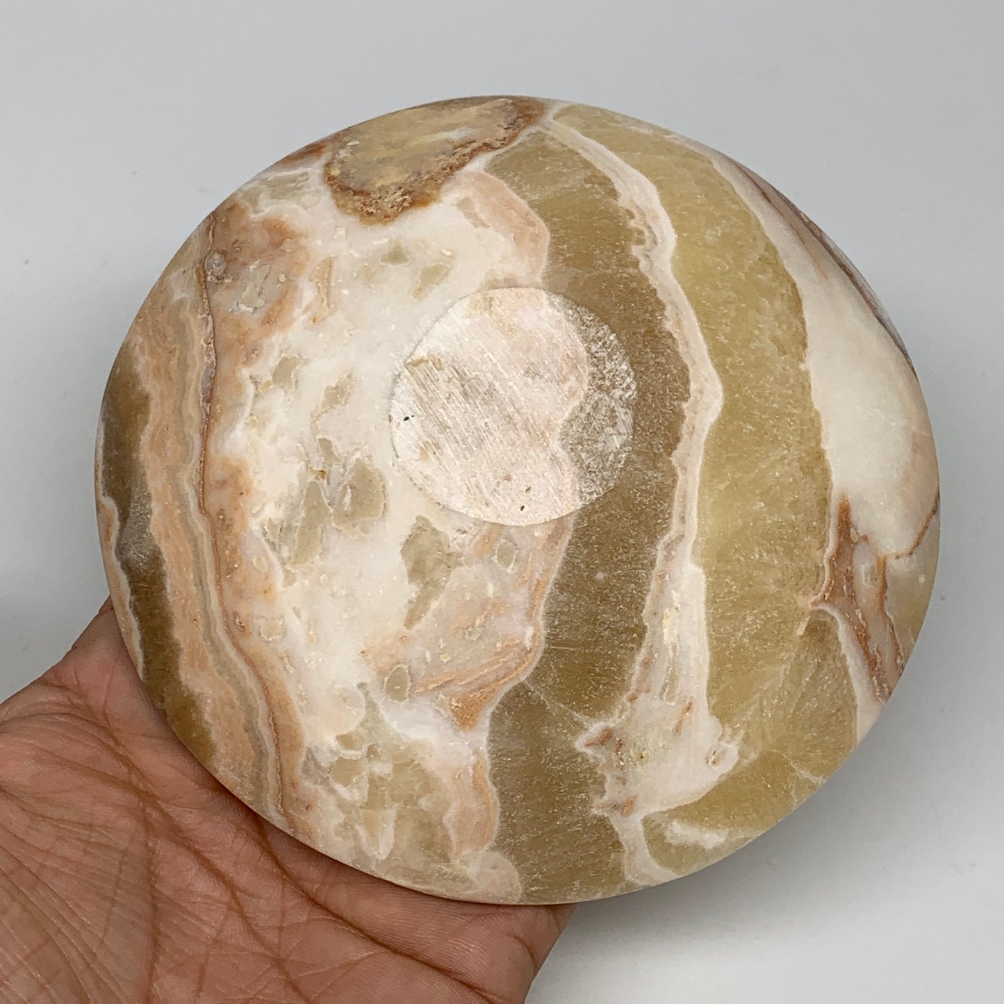 874g, 4pcs set, 4.4"-4.7" Round Onyx Bowl Handmade from Morocco, B8887