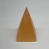 210g, 3.4"x2"  Orange Selenite/Satin Spar Pyramid Crystal @Morocco, B24221