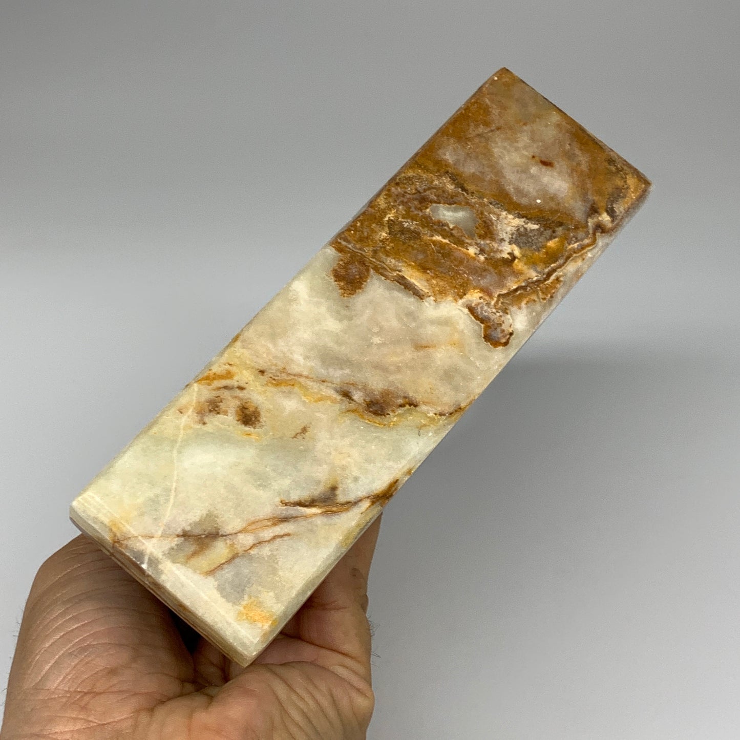 1234g, 6.5"x6.5" Green Onyx Leaf Clock Gemstone from Pakistan, B7816