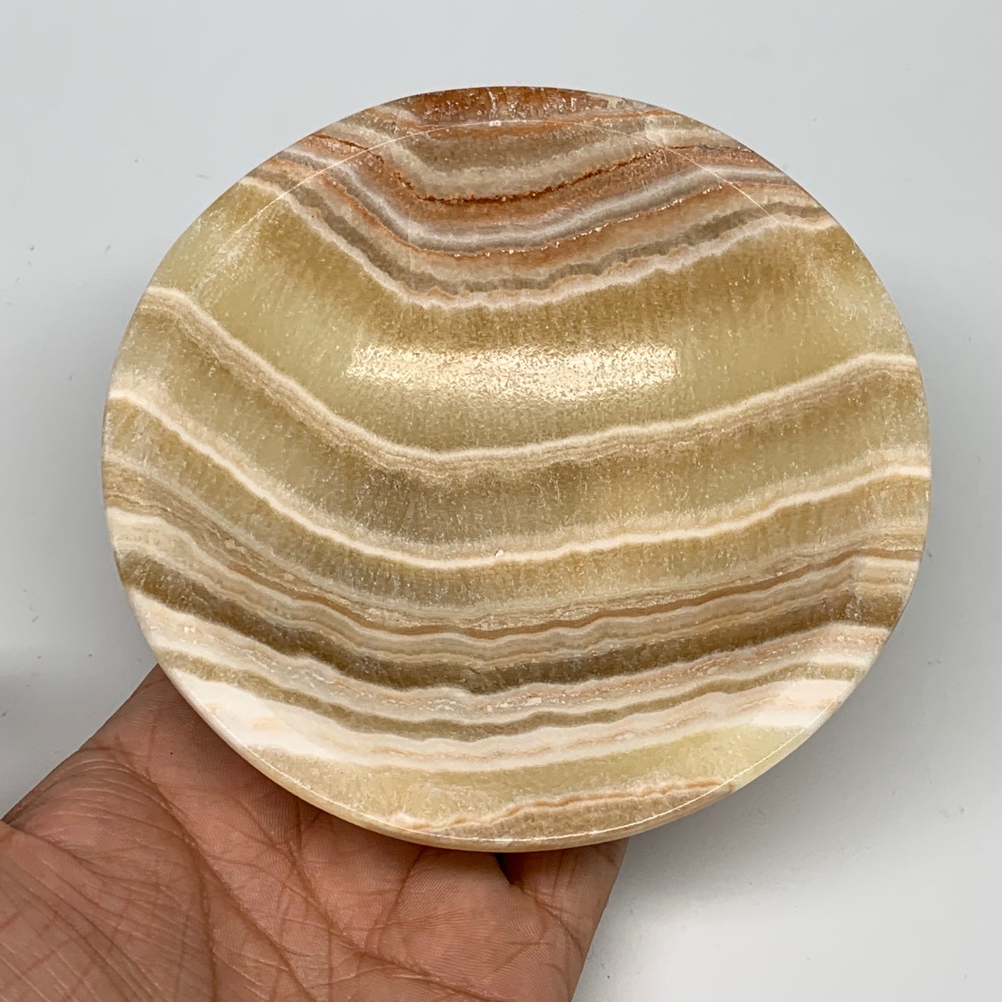 874g, 4pcs set, 4.4"-4.7" Round Onyx Bowl Handmade from Morocco, B8887