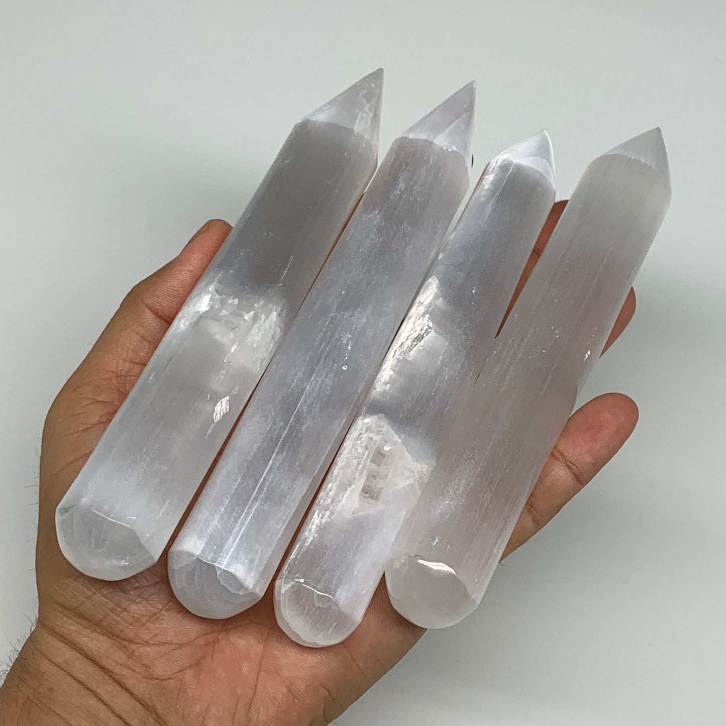 1pc, 75g-135g, 6" Natural Solid Selenite Crystal Wand Massage Stick, B8892