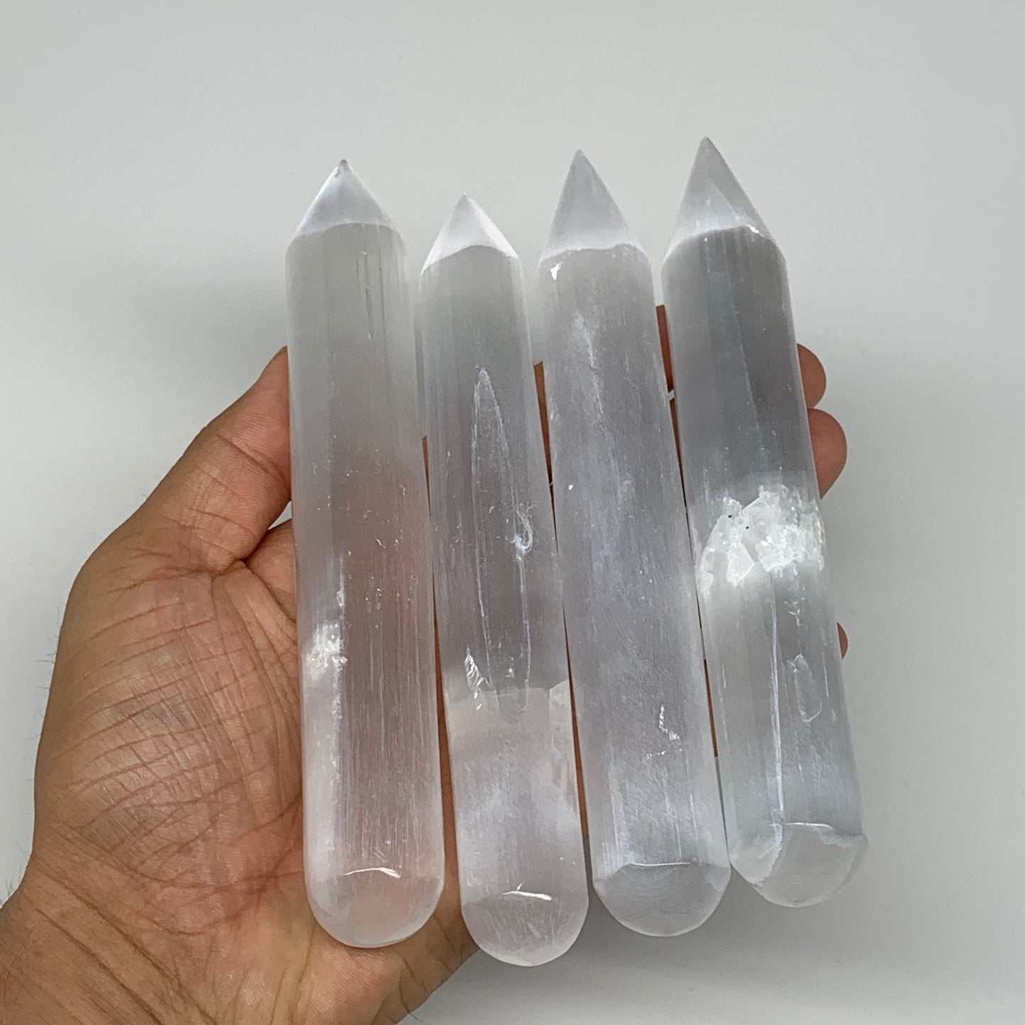 1pc, 75g-135g, 6" Natural Solid Selenite Crystal Wand Massage Stick, B8892