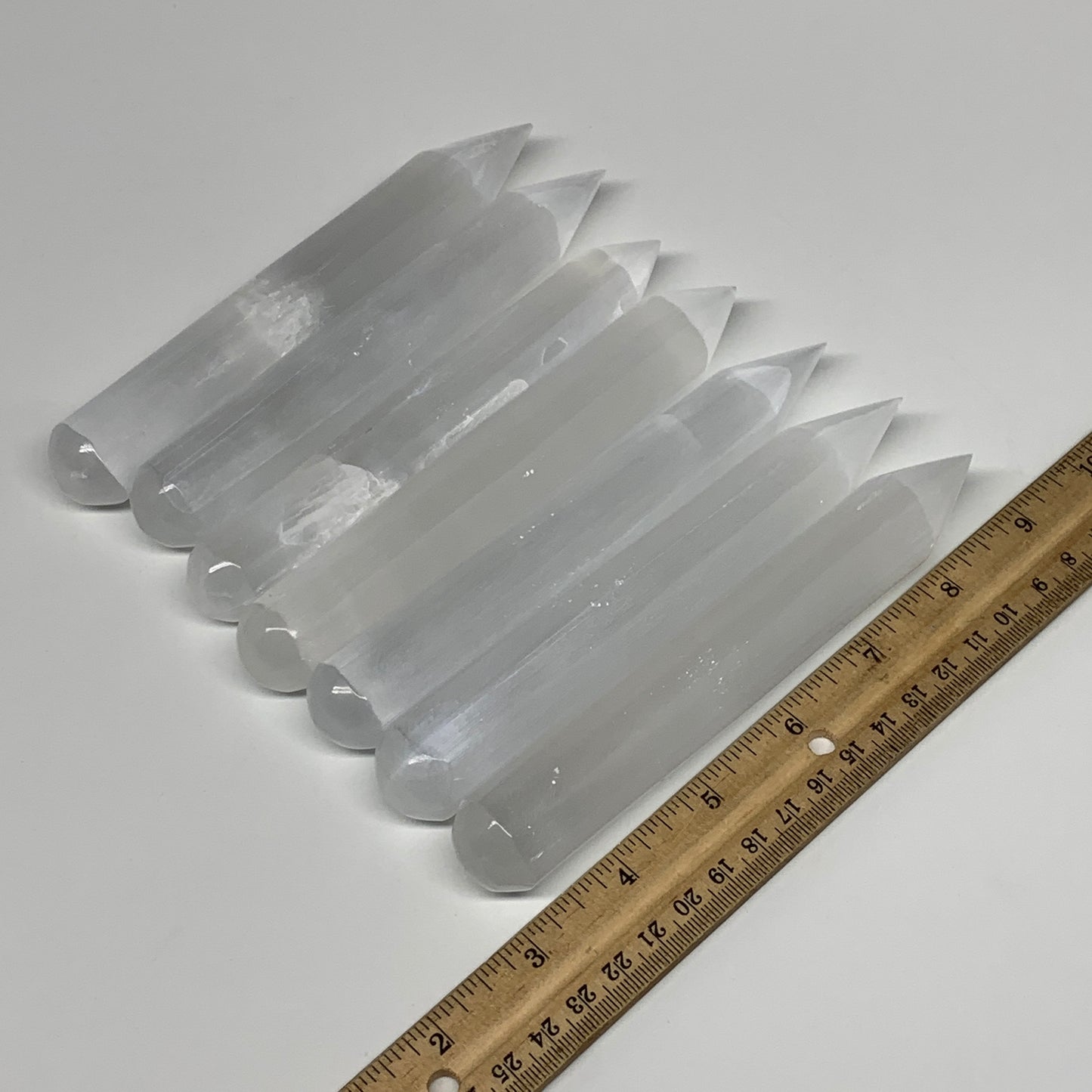 1pc, 75g-135g, 6" Natural Solid Selenite Crystal Wand Massage Stick, B8892