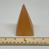 211g, 3.6"x2"  Orange Selenite/Satin Spar Pyramid Crystal @Morocco, B24223