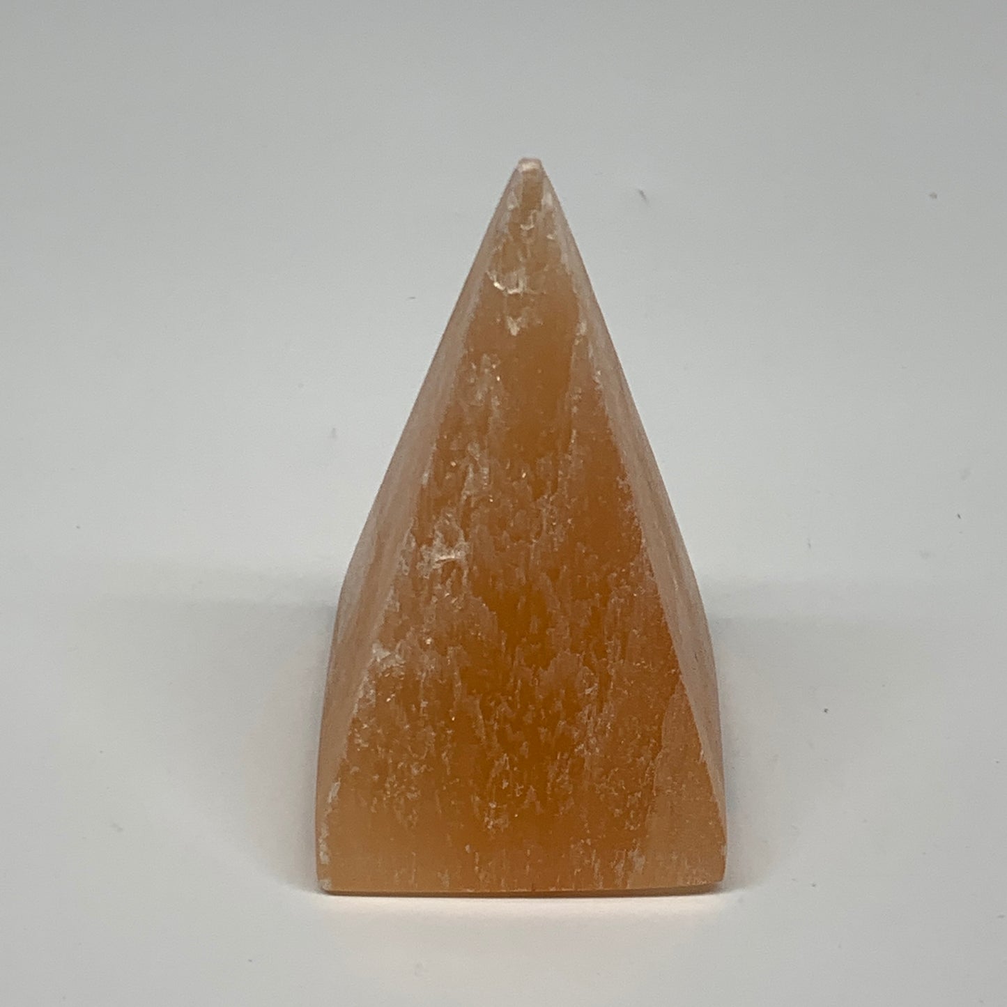 246g, 3.6"x2.2"  Orange Selenite/Satin Spar Pyramid Crystal @Morocco, B24224