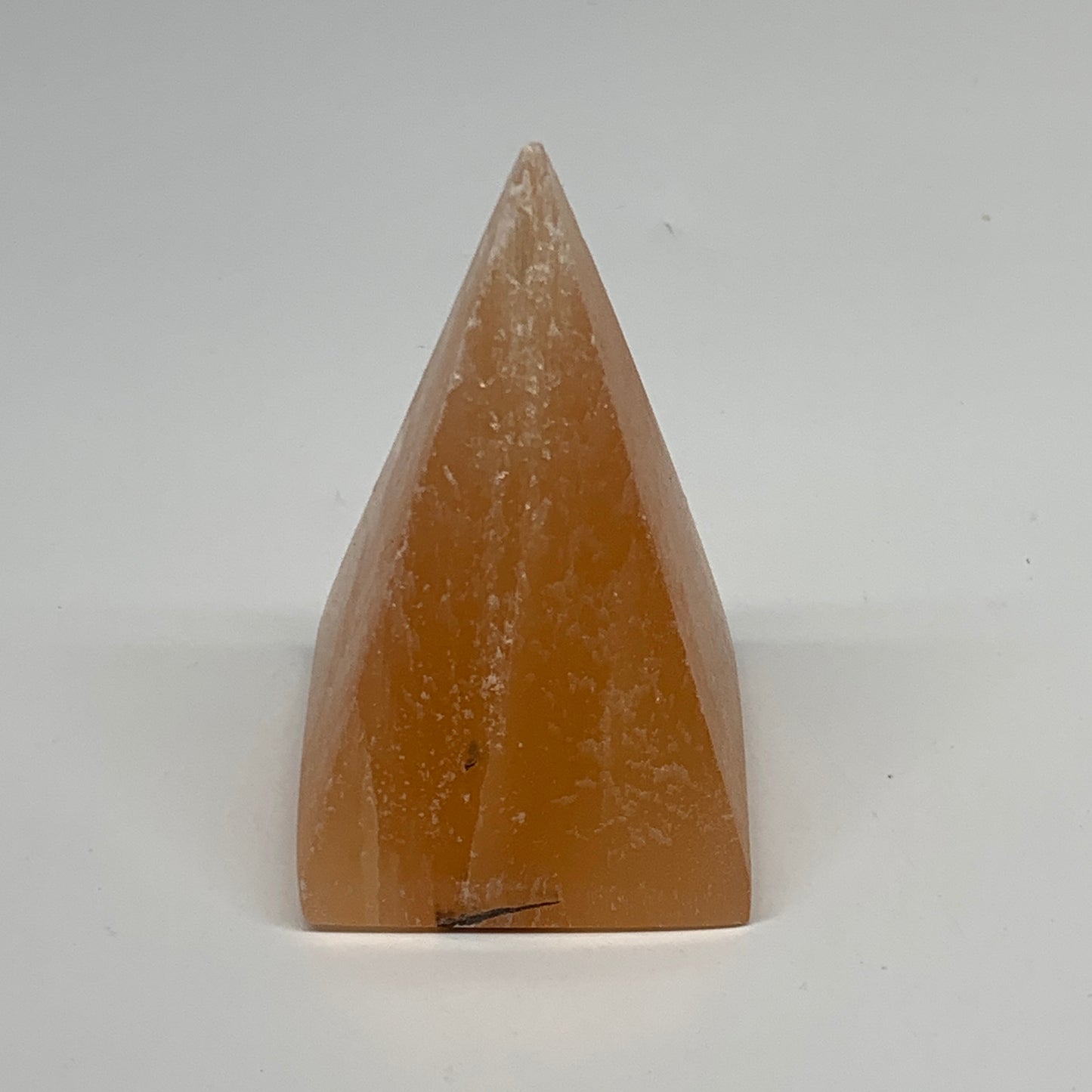 246g, 3.6"x2.2"  Orange Selenite/Satin Spar Pyramid Crystal @Morocco, B24224
