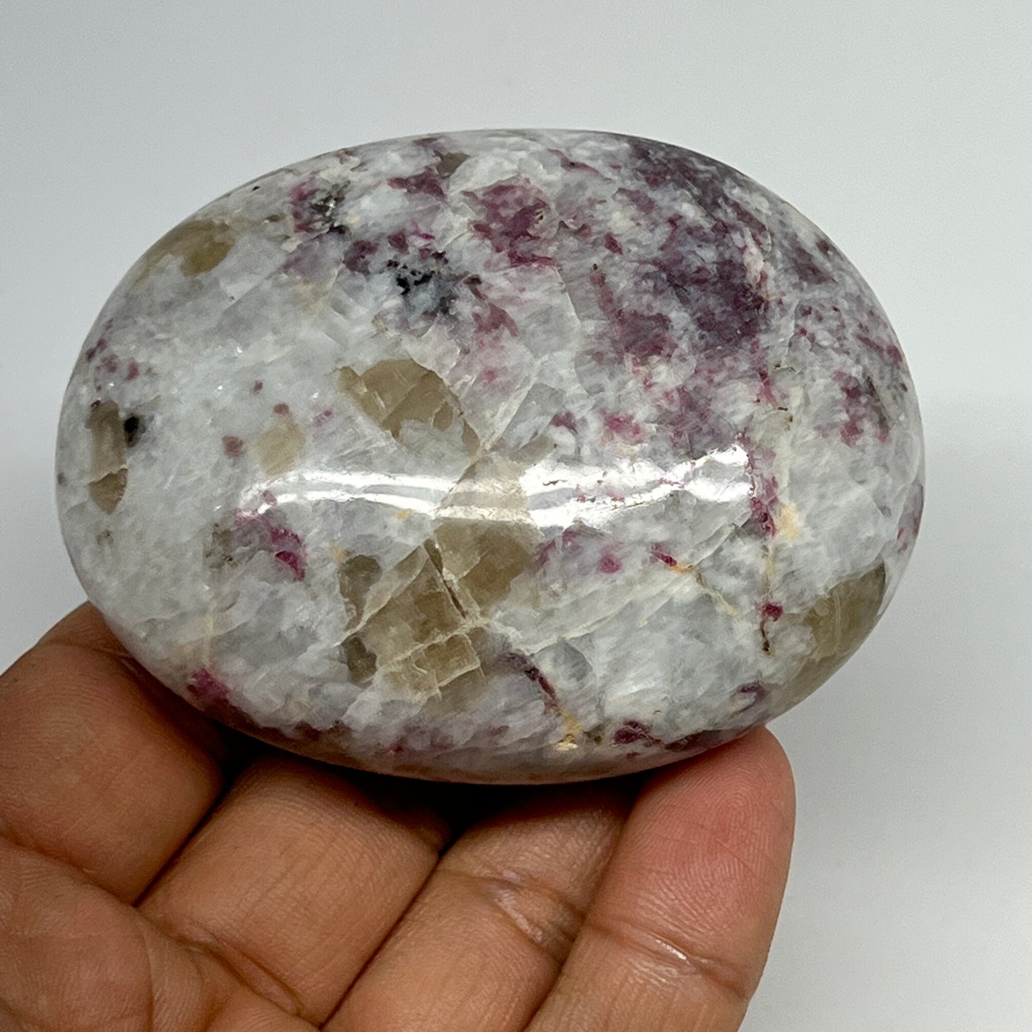 186.9g,2.8"x2.2"x1.3" Tourmaline Rubellite Palm-Stone Reiki @Madagascar,B21014