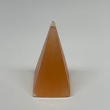 169g, 3.7"x1.8"  Orange Selenite/Satin Spar Pyramid Crystal @Morocco, B24225