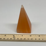 169g, 3.7"x1.8"  Orange Selenite/Satin Spar Pyramid Crystal @Morocco, B24225