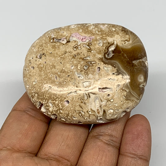 72.3g, 2.4"x2"x0.7", Chocolate Calcite Palm-Stone Reiki @Afghanistan, B14707