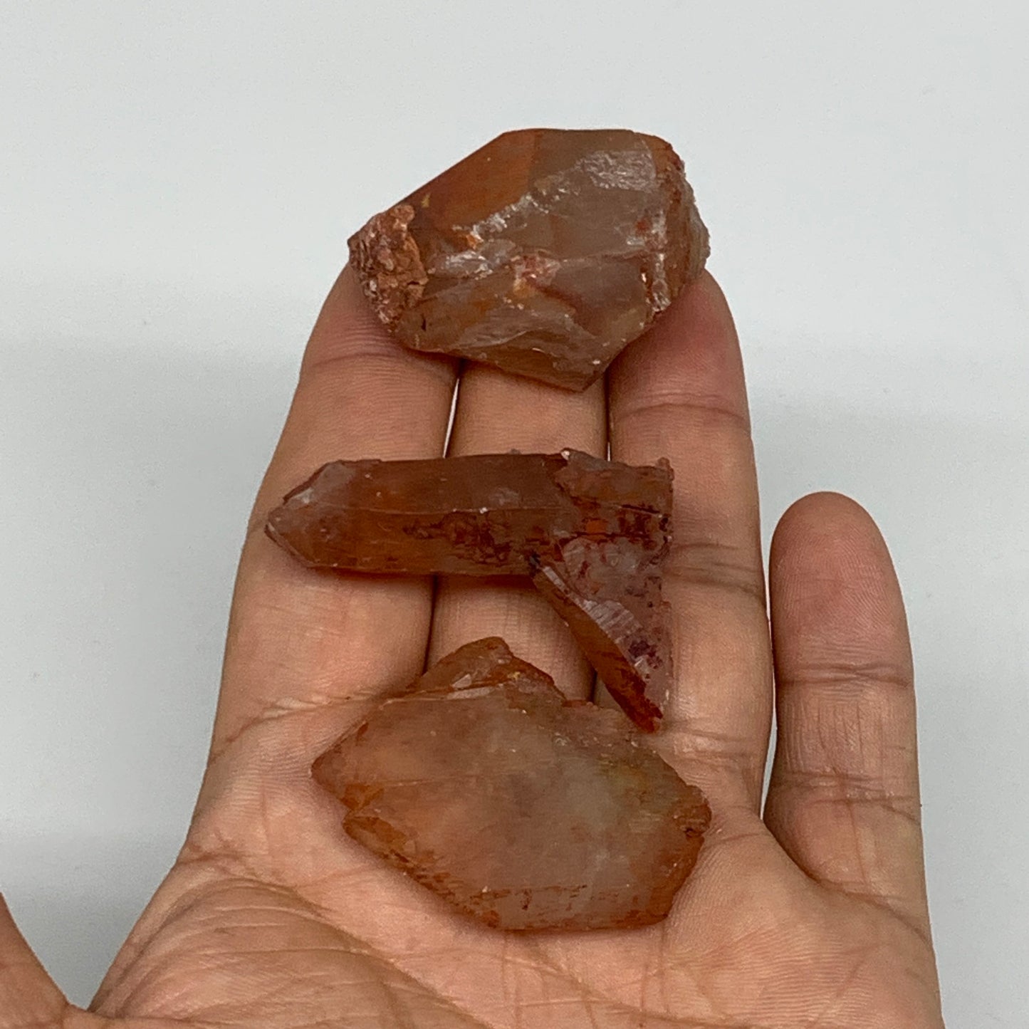 63.1g, 1.5"-1.6", 3pcs, Natural Red Quartz Crystal Terminated @Morocco, B11389