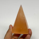236g, 3.6"x2.2"  Orange Selenite/Satin Spar Pyramid Crystal @Morocco, B24229