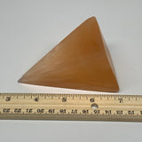 236g, 3.6"x2.2"  Orange Selenite/Satin Spar Pyramid Crystal @Morocco, B24229