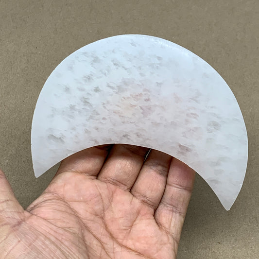 298g, 4.4"x3.4"x0.9",Selenite Crescent Moon Crystal (Satin Spar) @Morocco,B12972