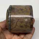225.9g, 2.2"x2.4" Brown Fossils Ammonite Jewelry Box from Morocco, F2497