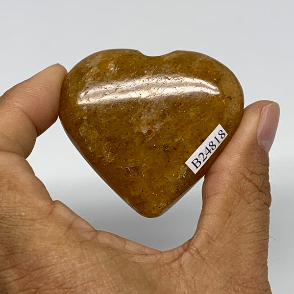 82.2g, 1.9"x2.1"x0.9", Natural Golden Quartz Heart Small Polished Crystal, B2481