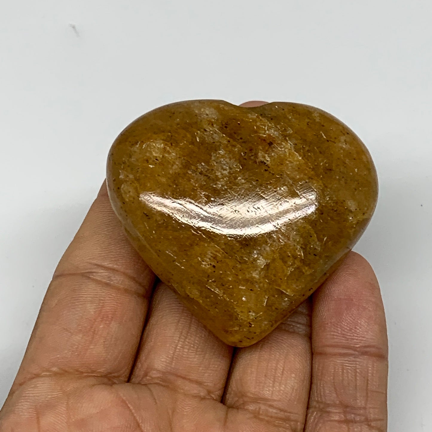 82.2g, 1.9"x2.1"x0.9", Natural Golden Quartz Heart Small Polished Crystal, B2481