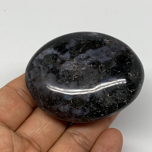 108.6g, 2.4"x1.9"x0.8", Indigo Gabro (Merlinite) Palm-Stone @Madagascar, B17885