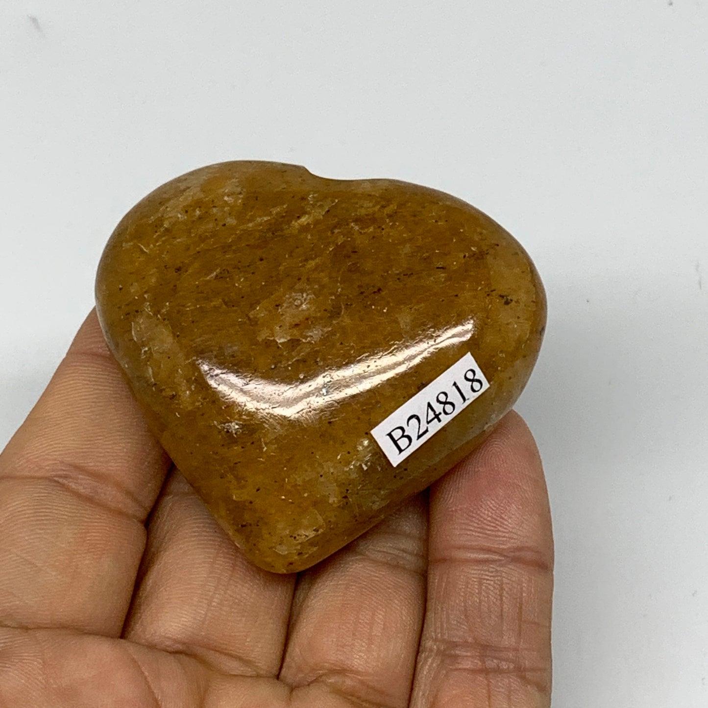82.2g, 1.9"x2.1"x0.9", Natural Golden Quartz Heart Small Polished Crystal, B2481