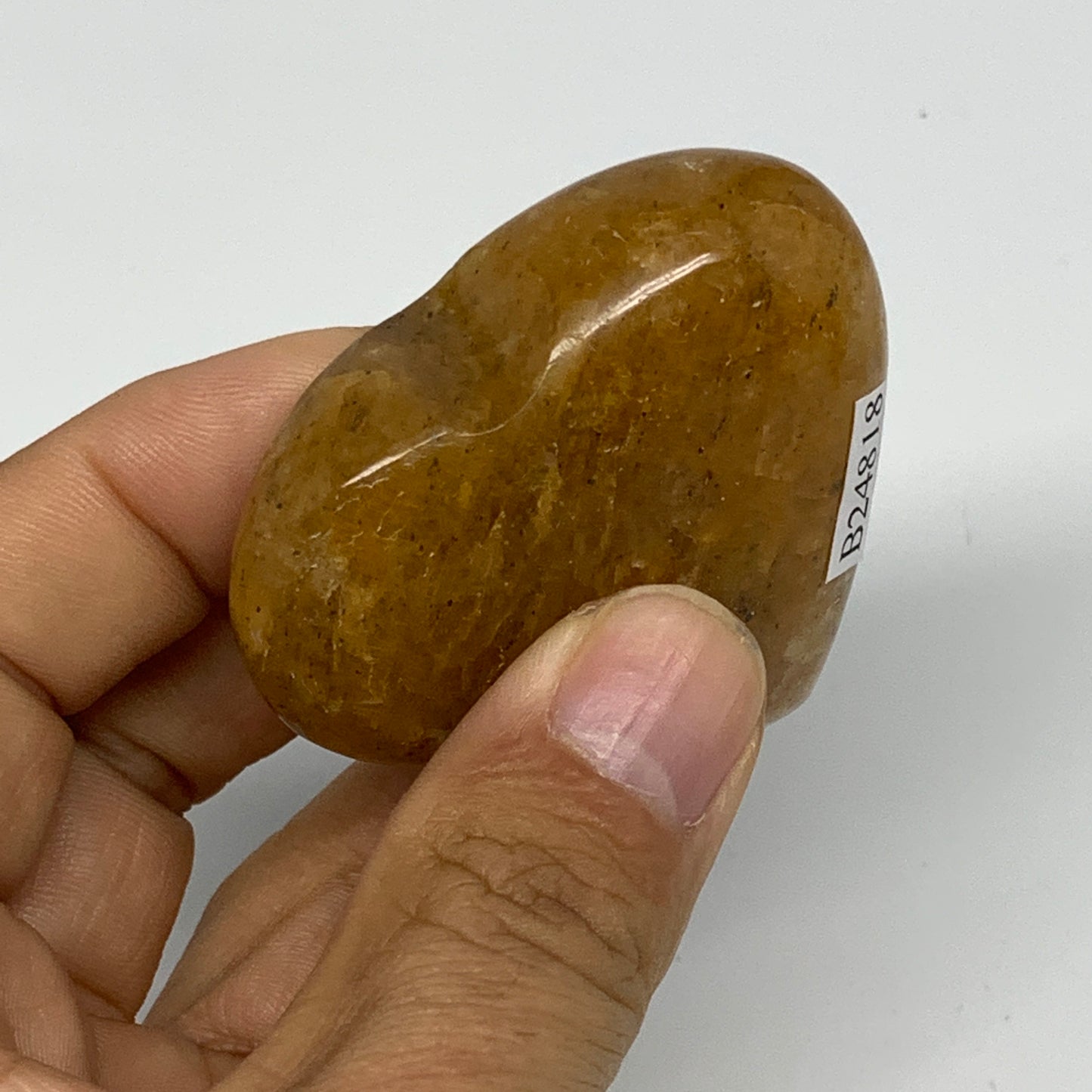 82.2g, 1.9"x2.1"x0.9", Natural Golden Quartz Heart Small Polished Crystal, B2481
