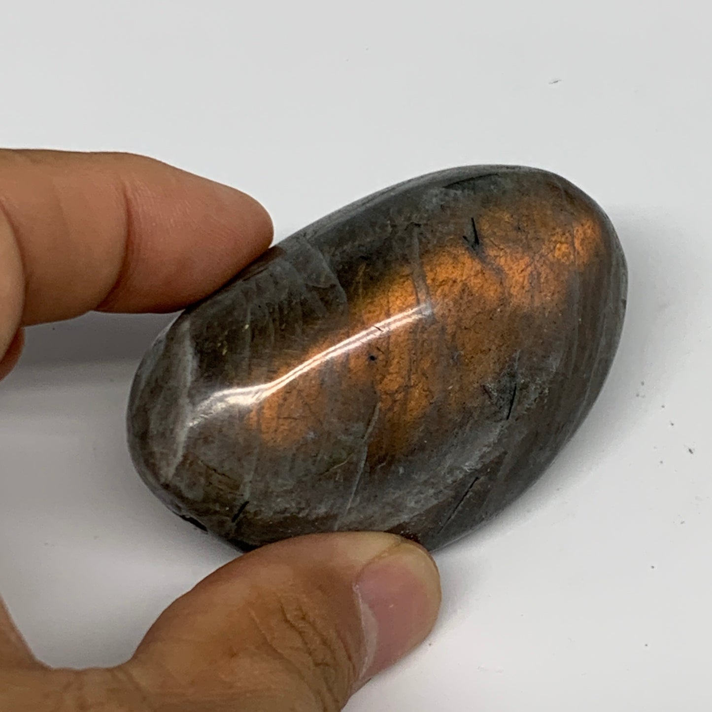 81g,2.4"x1.5"x1", Labradorite Palm-stone Tumbled Reiki @Madagascar,B16327