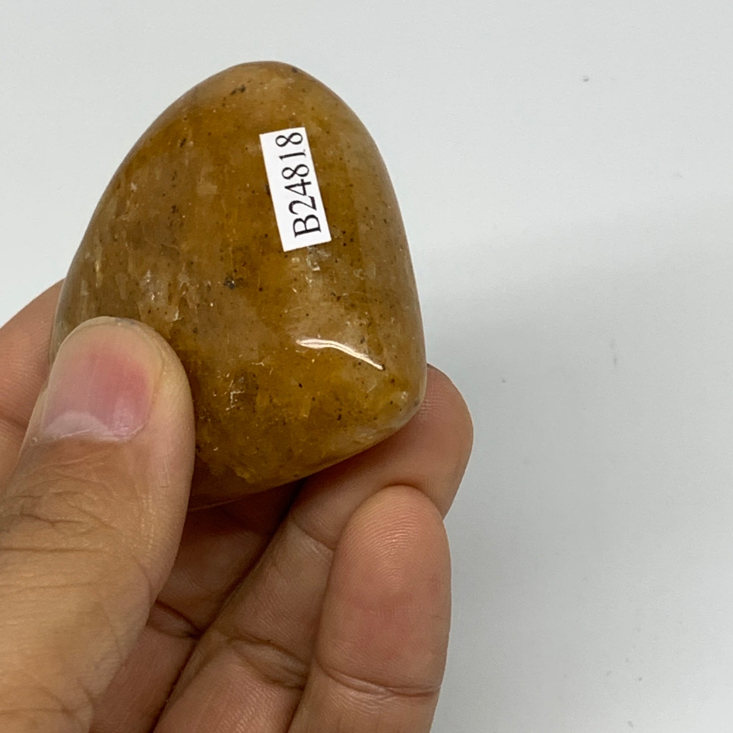 82.2g, 1.9"x2.1"x0.9", Natural Golden Quartz Heart Small Polished Crystal, B2481
