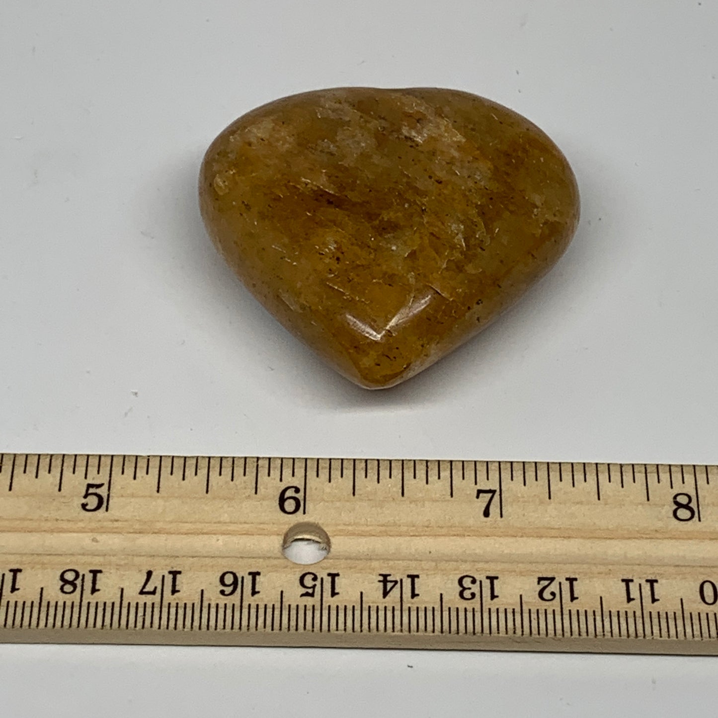82.2g, 1.9"x2.1"x0.9", Natural Golden Quartz Heart Small Polished Crystal, B2481