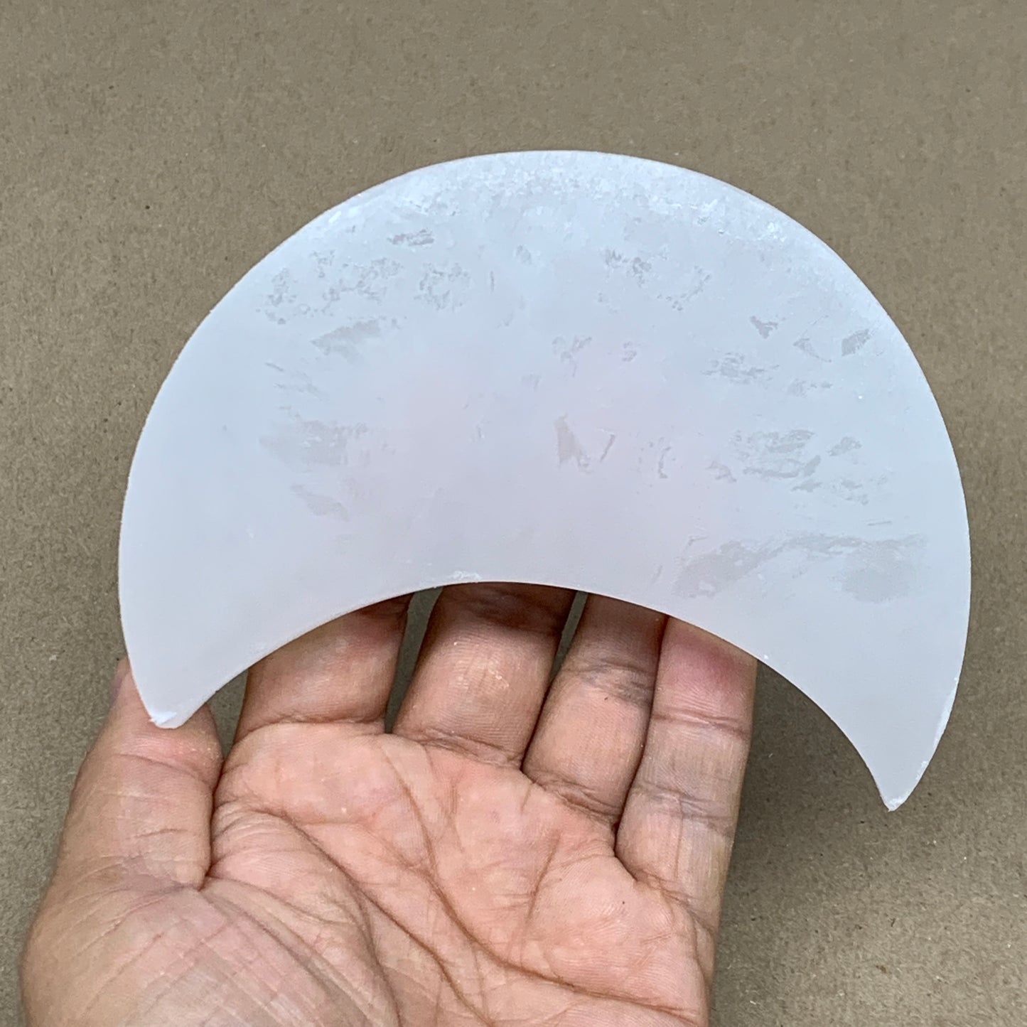 327g, 4.7"x3.5"x0.8",Selenite Crescent Moon Crystal (Satin Spar) @Morocco,B12977