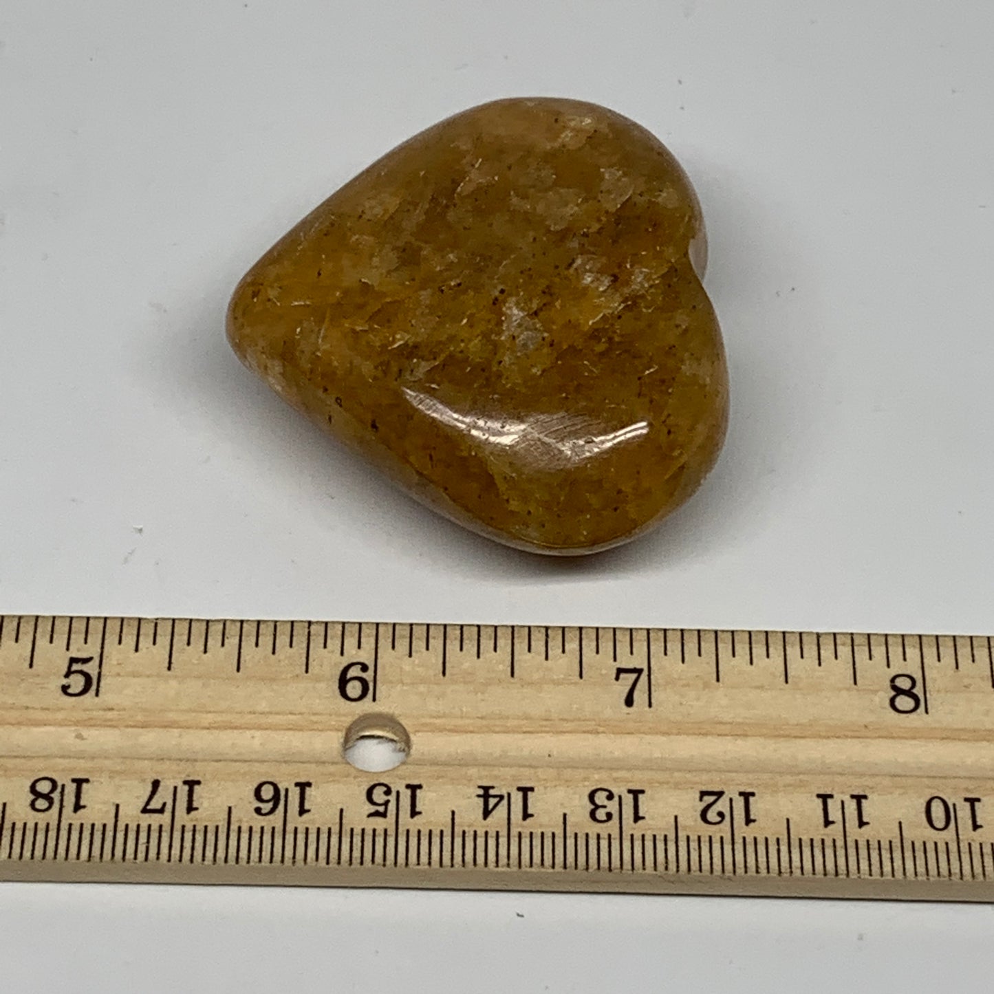 82.2g, 1.9"x2.1"x0.9", Natural Golden Quartz Heart Small Polished Crystal, B2481