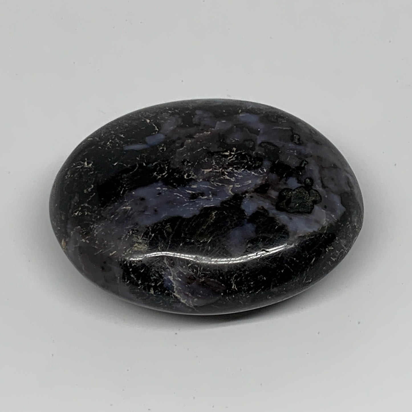 108.6g, 2.4"x1.9"x0.8", Indigo Gabro (Merlinite) Palm-Stone @Madagascar, B17885