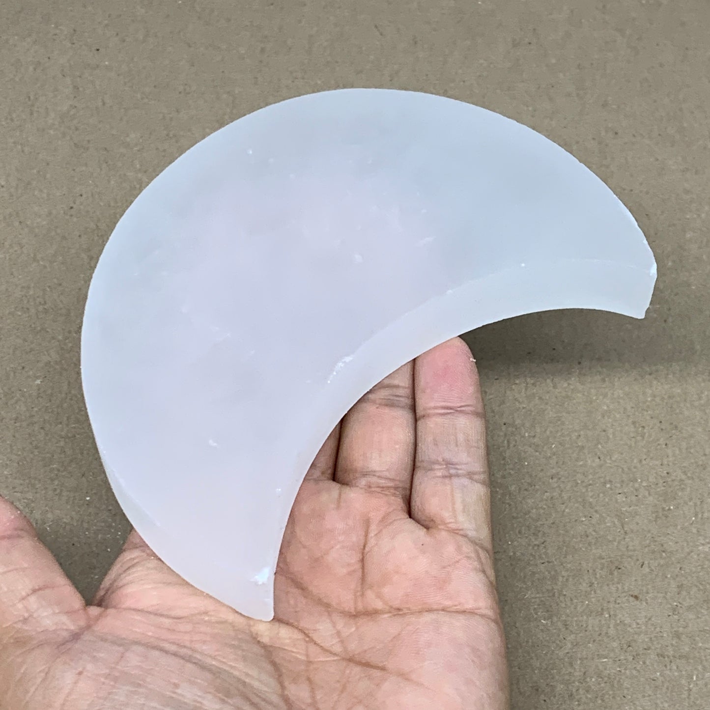 327g, 4.7"x3.5"x0.8",Selenite Crescent Moon Crystal (Satin Spar) @Morocco,B12977