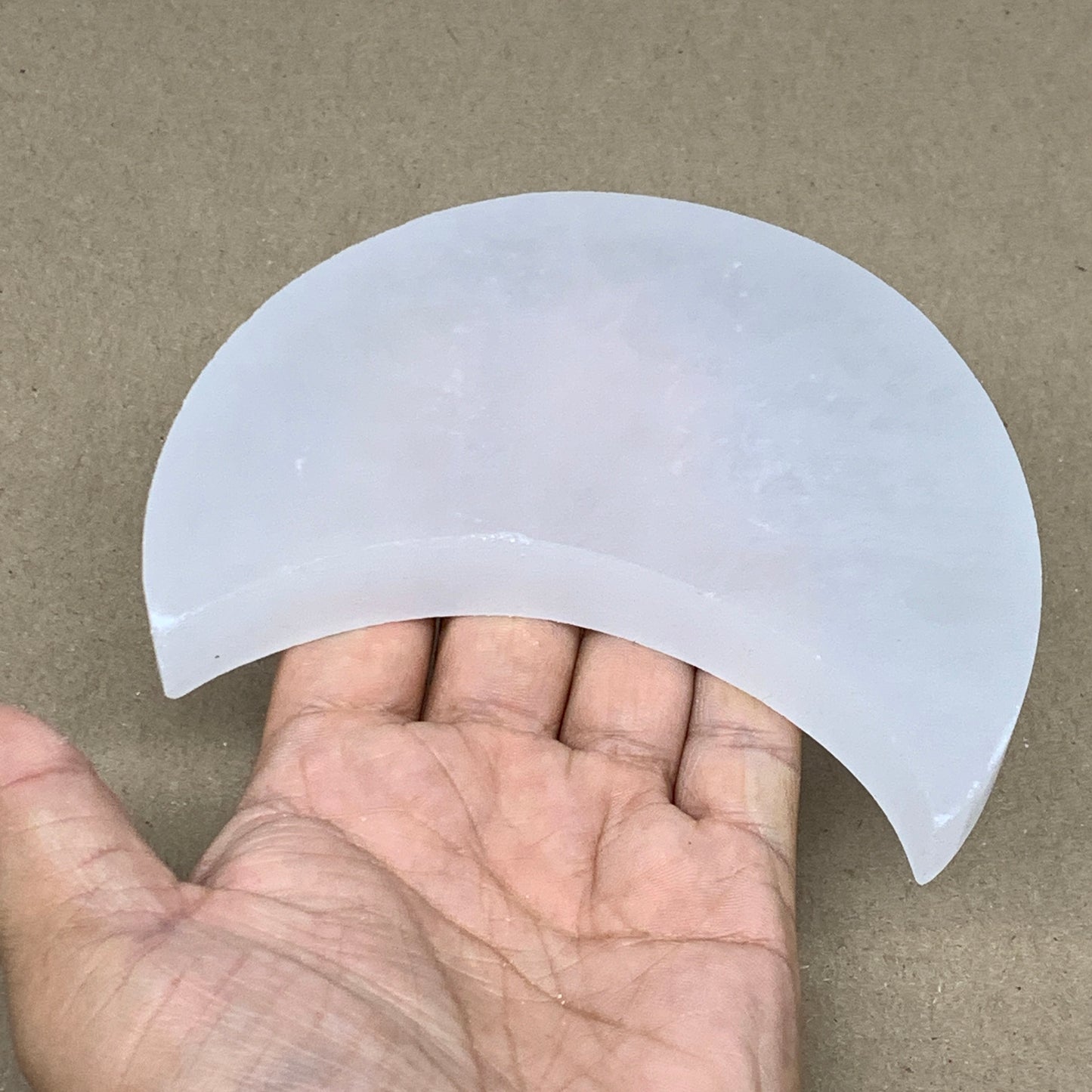 327g, 4.7"x3.5"x0.8",Selenite Crescent Moon Crystal (Satin Spar) @Morocco,B12977