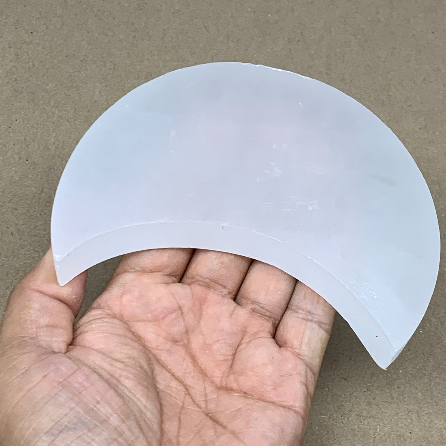 327g, 4.7"x3.5"x0.8",Selenite Crescent Moon Crystal (Satin Spar) @Morocco,B12977