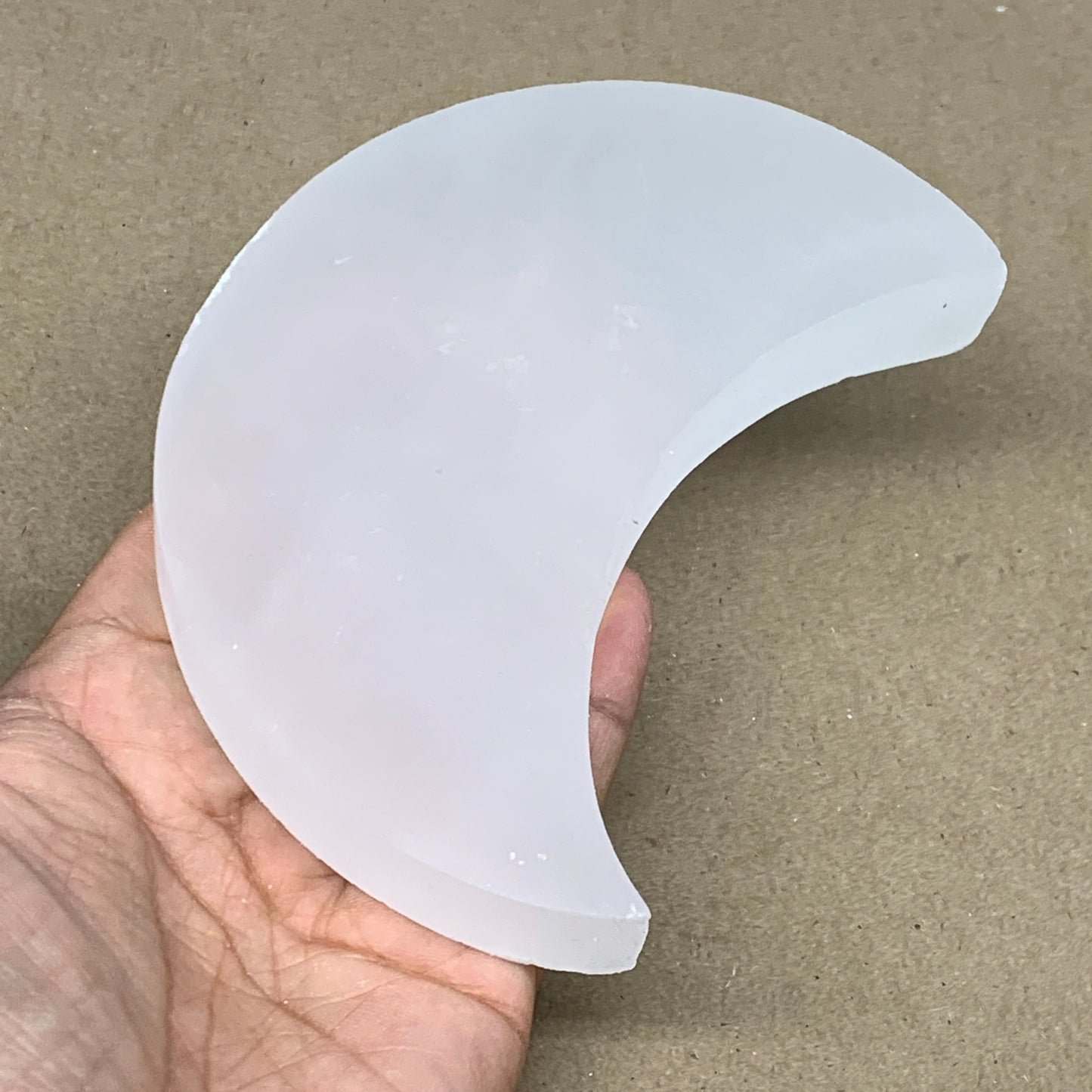 327g, 4.7"x3.5"x0.8",Selenite Crescent Moon Crystal (Satin Spar) @Morocco,B12977