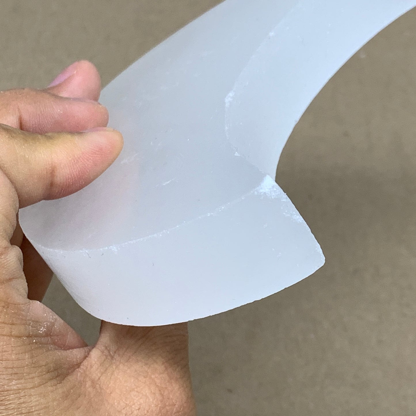 327g, 4.7"x3.5"x0.8",Selenite Crescent Moon Crystal (Satin Spar) @Morocco,B12977